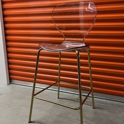 2 Acrylic Barstools With Gold Legs