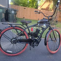 80cc 2 Stroke Motor On Huffy Nel Lusso Beach Cruiser Bicycle 