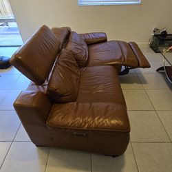 Leather Reclining Sofa, With Charging Stations