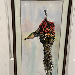 Original Hummingbird Watercolor Framed