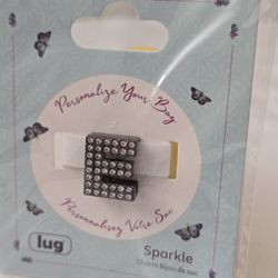 Lug Sparkle "E" Bag Charm PERSONALIZE YOUR BAG Purse RHINESTONES