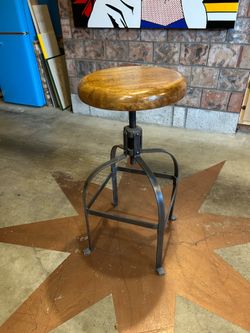 Adjustable wood & metal stool