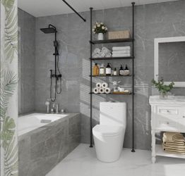 Bathroom Organizer, 4-Tier Over-The-Toilet Storage, Adjustable Floor to Ceiling Storage Shelves
