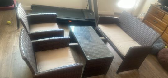 4 piece resin/plastic wicker set