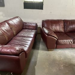 Italian Leather Couch And Love Seat 