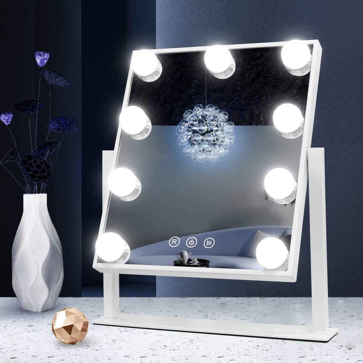 Hollywood Makeup Vanity Mirror with Lights,3 Color Lighting Modes, Cosmetic Mirror with 9 Dimmable Bulbs