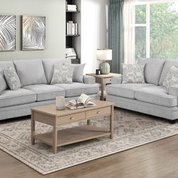 Light Gray Sofa & Loveseat Set - Free Delivery Promo 