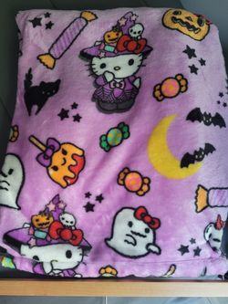 Hello Kitty Witchy Kitty Purple Blanket 