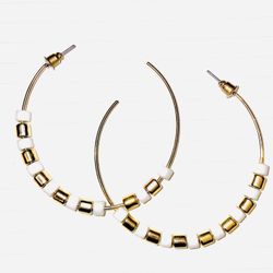 Preloved Beaded Gold Earrings With Keyshaped Bottle Opener