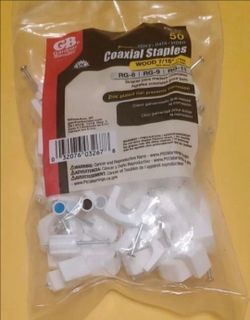 3 bags - Gardner Bender Wood 7/16 in. W Plastic coaxial Cable Staple 50 pk PR-50