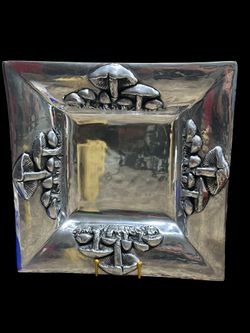 Unique Mushroom Platter Vintage From 1960S Or 70S Cast Aluminum