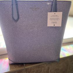 Kate Spade Tote and Wallet Purple glitter 