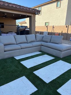 Large Gray L-Shaped Sectional Sofa