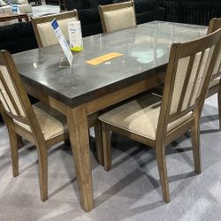 Marble Top Table Six Chairs 