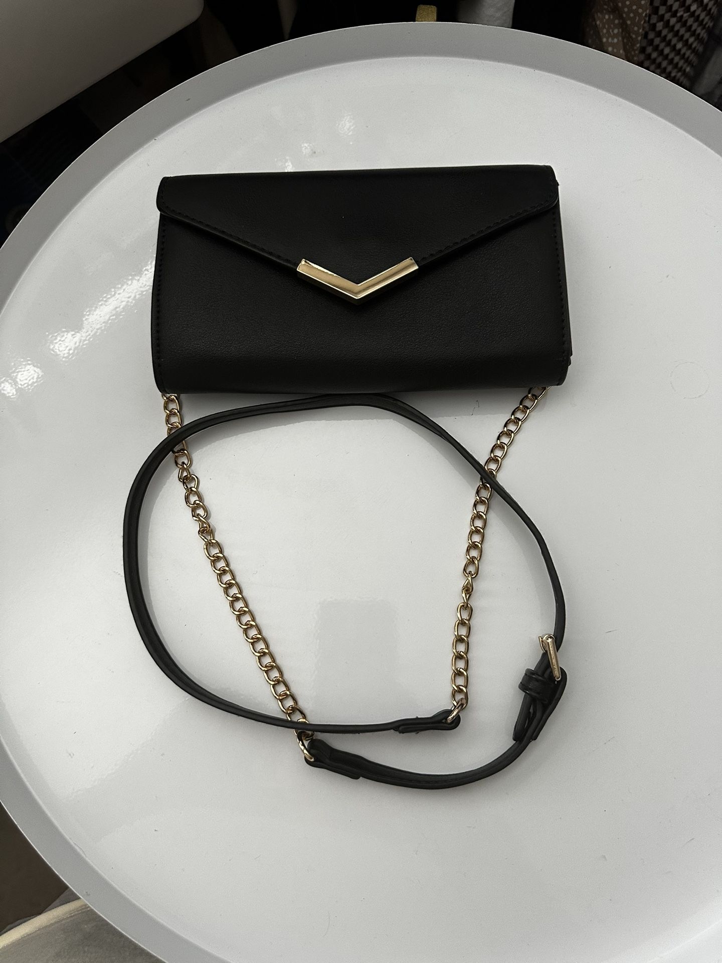 Black And Gold Crossbody With Chain Strap