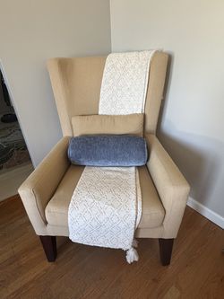 Beautiful Golden Beige Wingback Accent Chair
