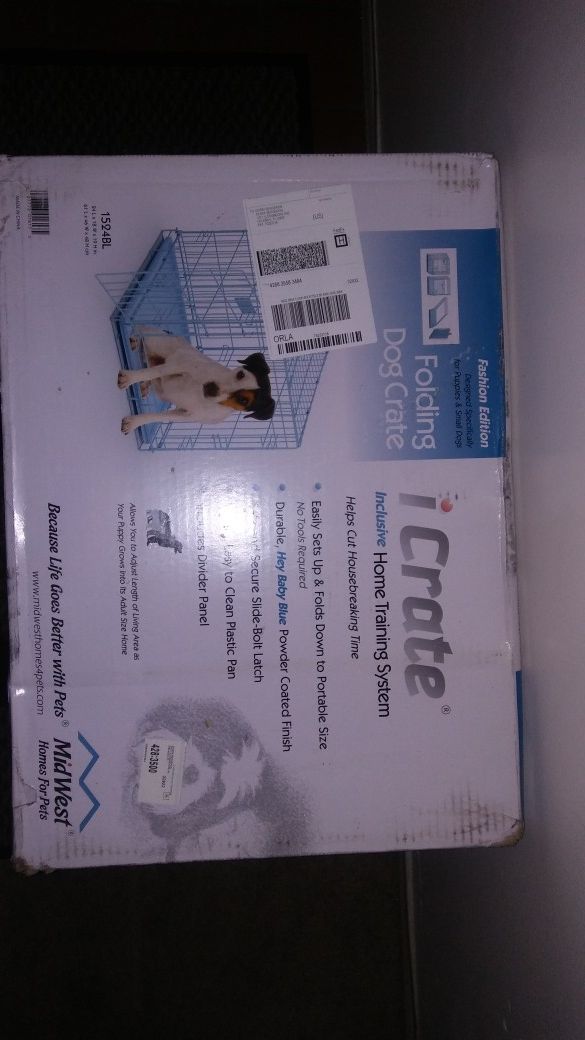 Brand new small lt blue dog crate new in box