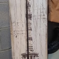 Very Cool & Unique Wooden Distressed Picture 38"x12"