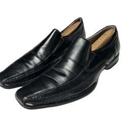 Steve Madden Mens M-Trace Black Square Toe Slip On Loafers Shoes Size 11.5