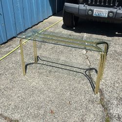Glass Brass Console Table 
