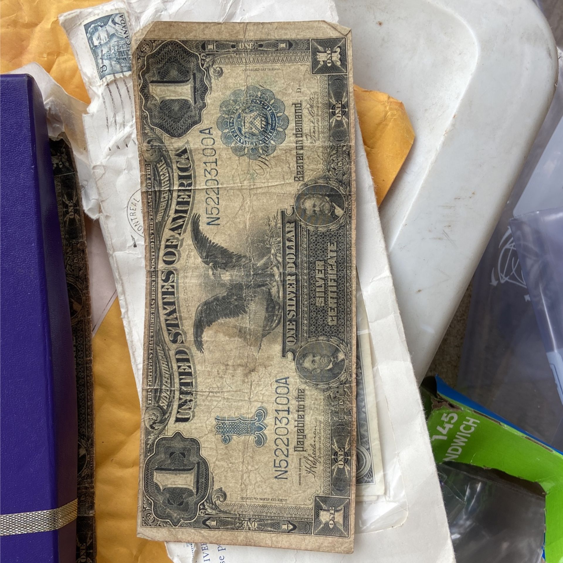 Blue certificate Silver Dollarone dollar bill