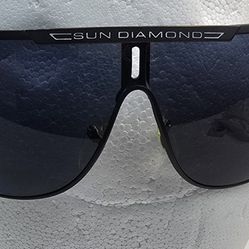 🕶️ Vintage Sun Diamond Black Shield Sunglasses – 1990s/2000s – Unisex Oversized Style