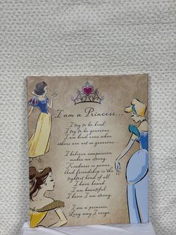 Disney Princess "I Am A Princess" Glitter Canvas Wall Art