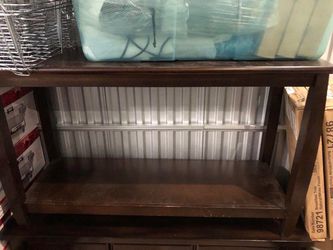 Dark Wood Console Table with Lower Shelf