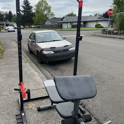 Sunny Squat Rack And Adjustable Bench 