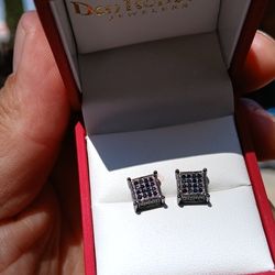 Black CZ MULTI CUT Earings 