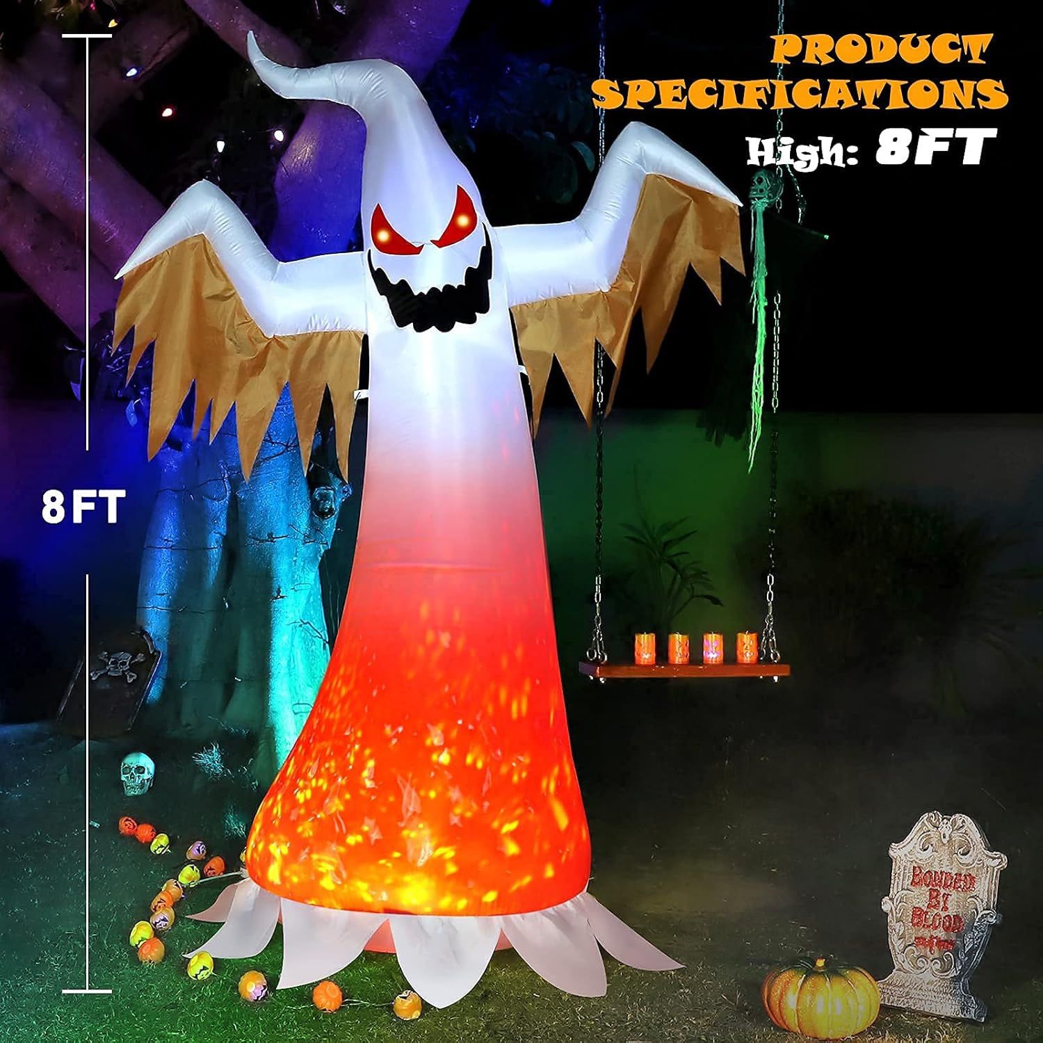 8 FT Halloween Inflatables Ghost Outdoor Decorations