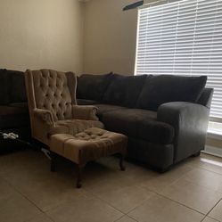 brown sectional couch(snaps together)