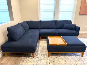 Modern Fabric Sectional Sofa + Ottoman Two-piece sectional