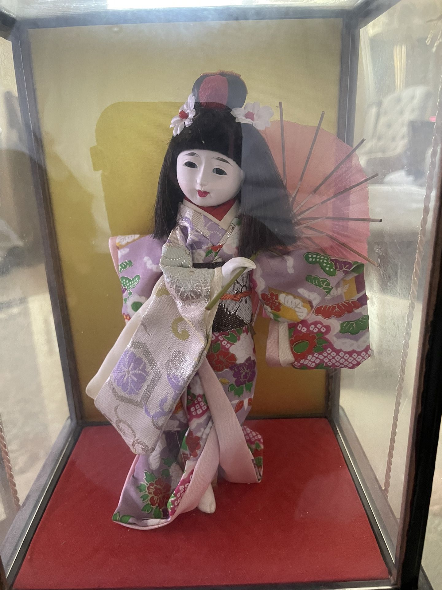 Antique 1950’s Geisha Doll in Glass Case