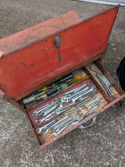 Vintage toolbox and tools