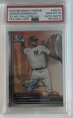 ‘23 Bowman Chrome JASSON DOMINGUEZ AFL Fall Stars Auto #/150 YANKEES PSA 10