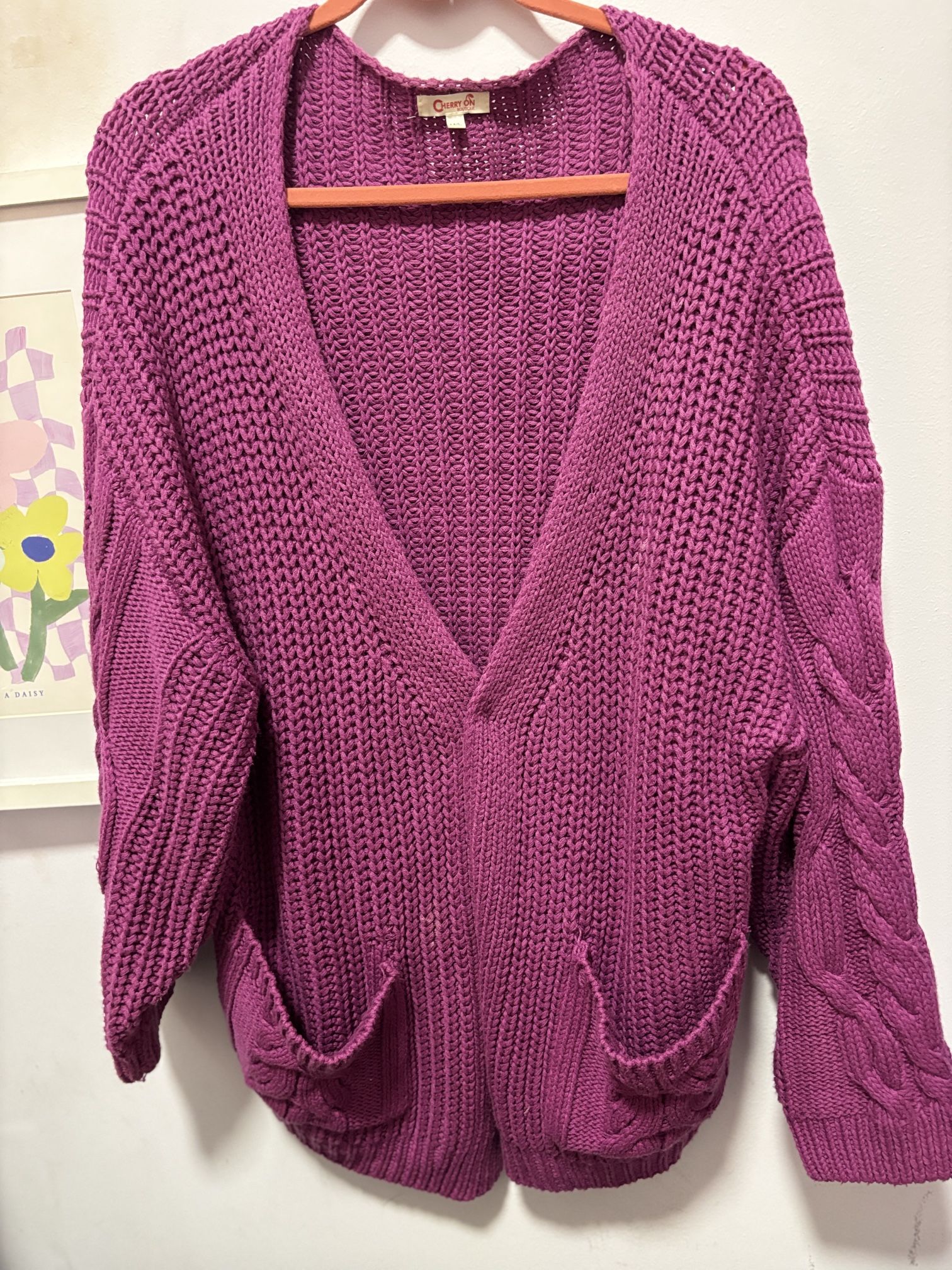 Oversize Cardigan, cable knit Size M/L