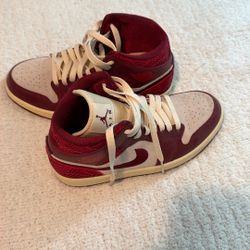 Air Jordan 1 Mid – Burgundy/Cream – Women’s 8 – Excellent Condition