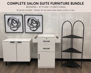 Complete Salon Suite Furniture Bundle | Modern Salon Storage & Decor