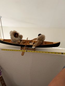 Eskimo wood canoe home collectible decor
