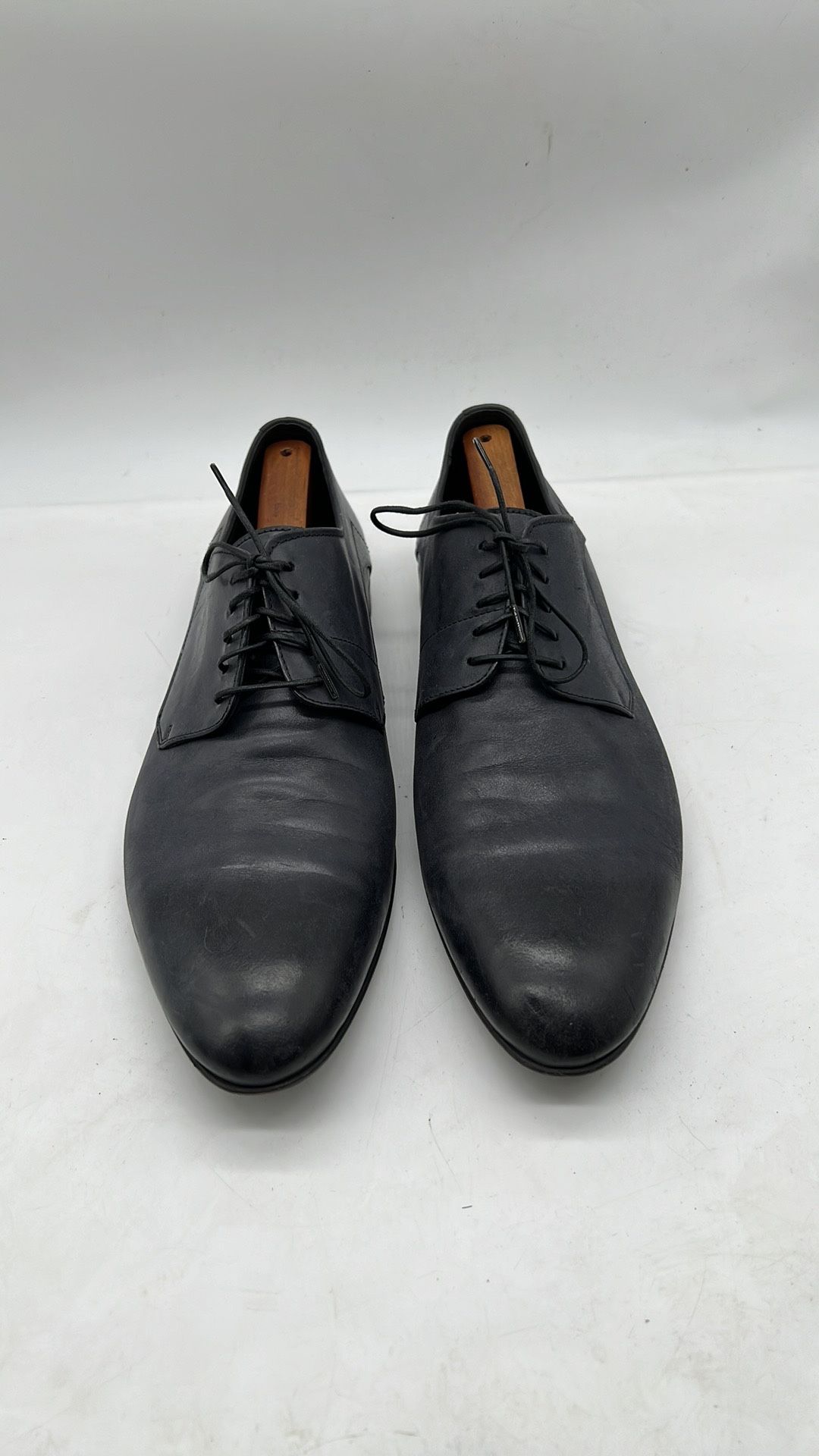 Hugo Boss Mens Burgand Leather Lace-Up Derby Oxford Dress Shoes From Italy 10