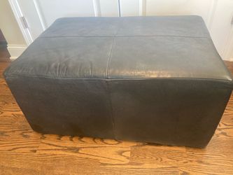 Room & Board Large Black Leather Ottoman- Save big money -beautiful condition!