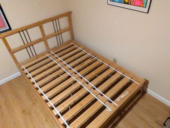 Ikea Wood Bed Frame with Slatted Base, Full Size