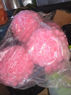 12" Diameter Pink Artificial Rose Flower Balls (qty 14, min 5) 5 for $100 |10 for $180 | 14 for $240