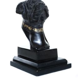 Antique English Bronze Bulldog Head Bookend