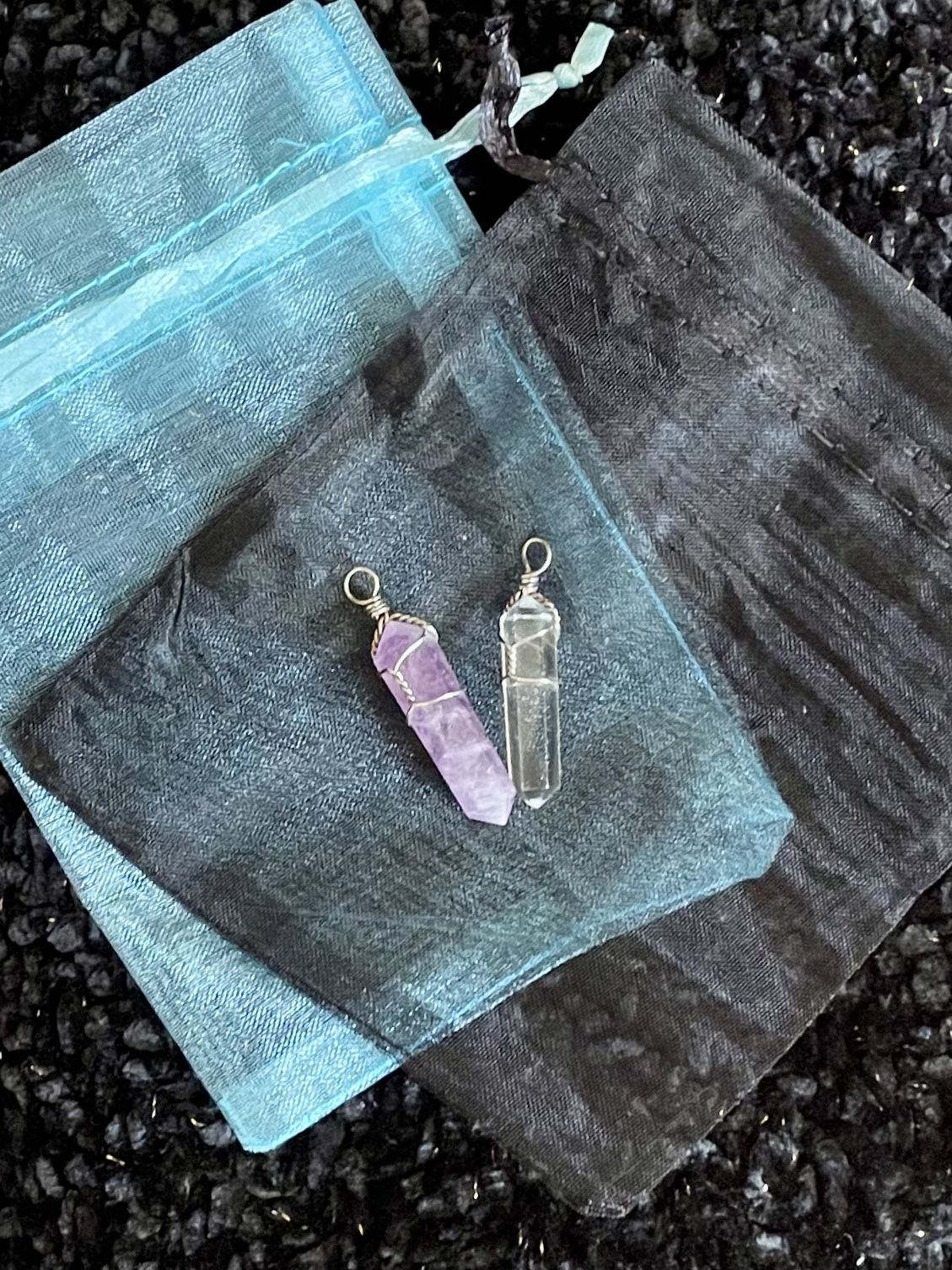 Amethyst & Clear Quartz Pendants