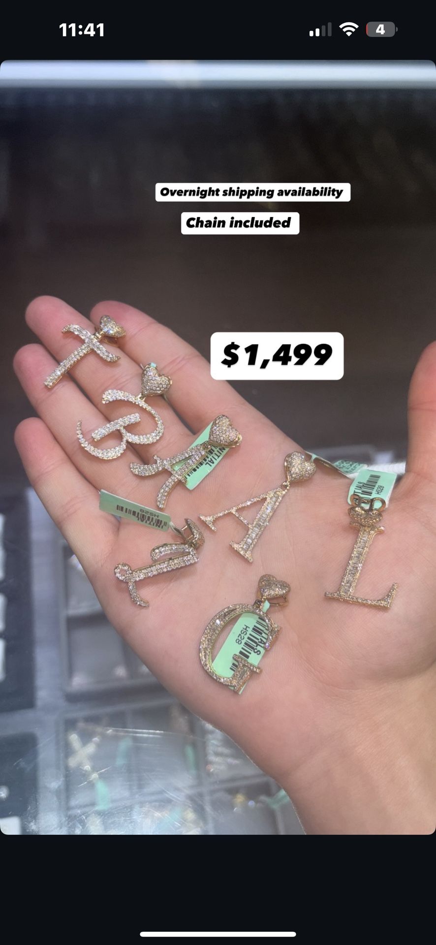 Daimond Charm Any letter Available 10k Gold VS Natural Famines