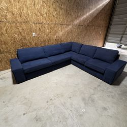 Modern Blue Sectional Sofa - Excellent Condition