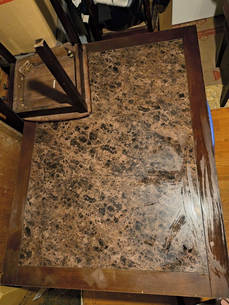 Faux Marble 6 Seating Wood Dining Room Table