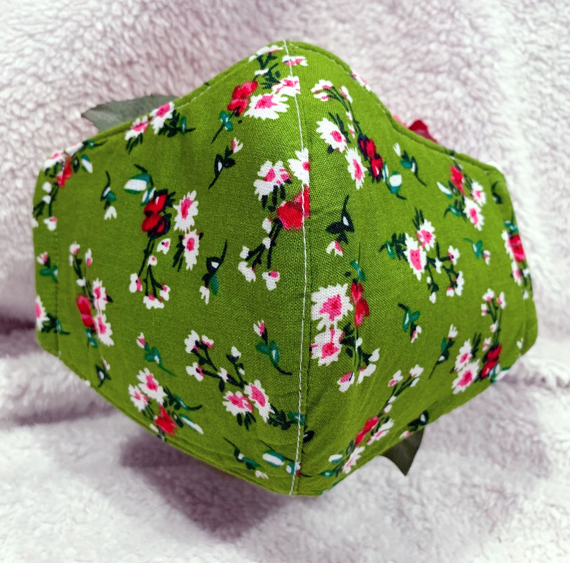 Women/Junior Girl green floral handmade face mask